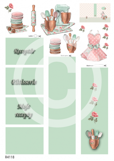 Set na receptár Maminkina shabby chic kuchyňa - slovenský text
