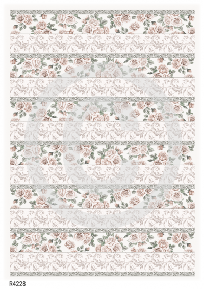 RP Shabby chic beige - kvetované pruhy