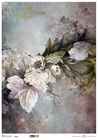 RP Pozadie fialkasto-sivé s kolážou kvetov