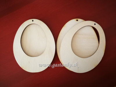 Drevené vajíčko závesné 9cm s rámčekom širokým