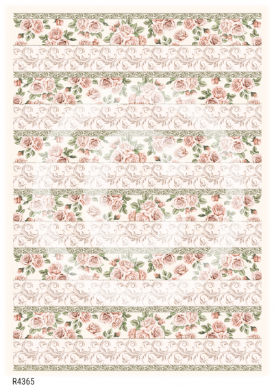 RP Shabby chic peach - kvetované pruhy