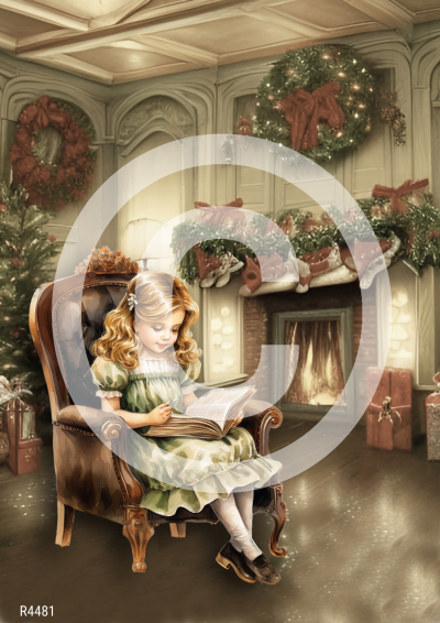 RP Vintage Vianoce - čítajúce dievčatko