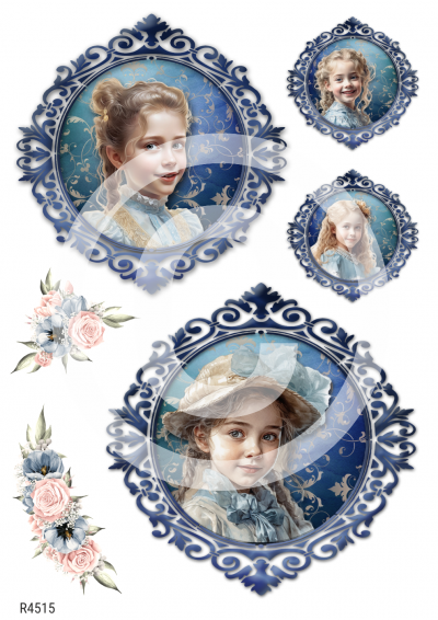 RP Viktoriánske dievčatká - portréty v modrom