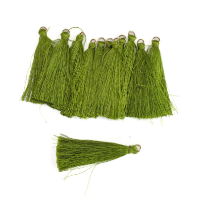 Textilný strapček 6cm 12ks olivový