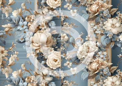 RP Skvostné kvety vintage modré - 2 vzory