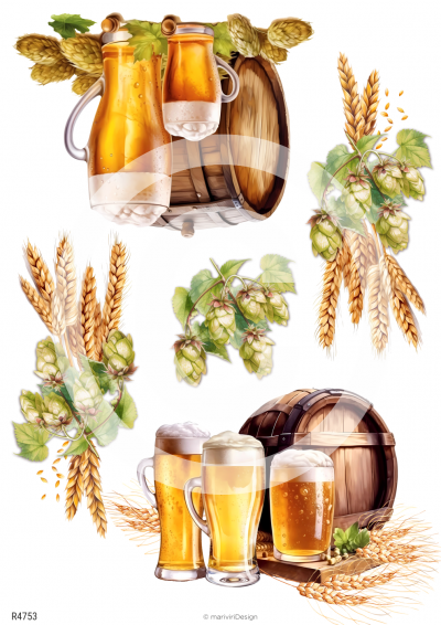 RP Pivo - súdky, poháre a chmel
