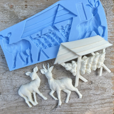 Silikónová forma Srnky pri kŕmidle