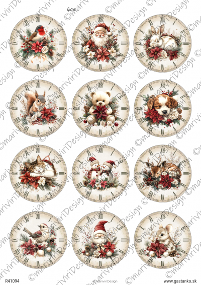 RP Slávnostný čas - hodiny 6cm s Mikulášmi a zvieratkami