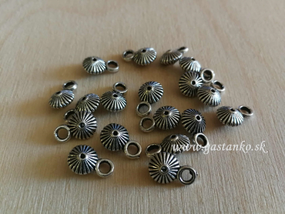 Kovová korálka s krúžkom fi7mm strieborná 18ks