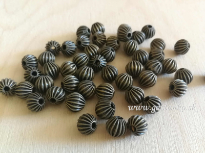 Kovová korálka vrúbkovaná fi8mm antik bronz 50ks
