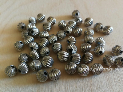Kovová korálka vrúbkovaná fi8mm strieborná 50ks