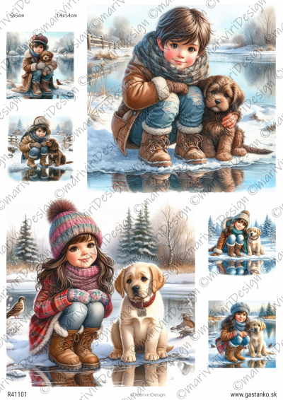 RP Deti v zime - štvorce mix