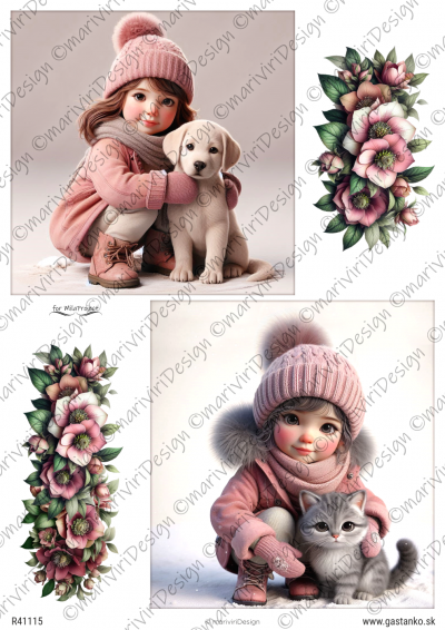 RP Staroružové Vianoce - dve dievčatká so zvieratkom