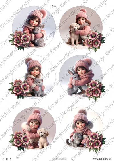 RP Staroružové Vianoce - medailóny s dievčatkami 8cm