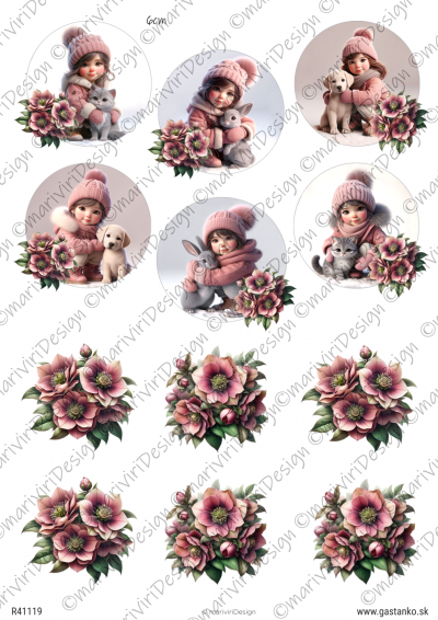 RP Staroružové Vianoce - medailóny s dievčatkami 6cm