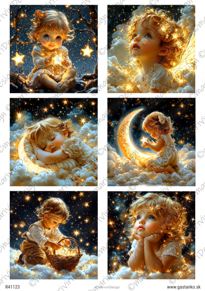 RP Čaro hviezd - blonďavé detičky - štvorce 9cm