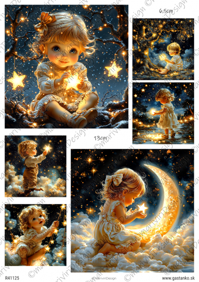 RP Čaro hviezd - blonďavé detičky - štvorce 13cm