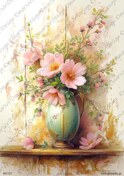 RP Kvitnúca jar - kytica ružových kvietkov