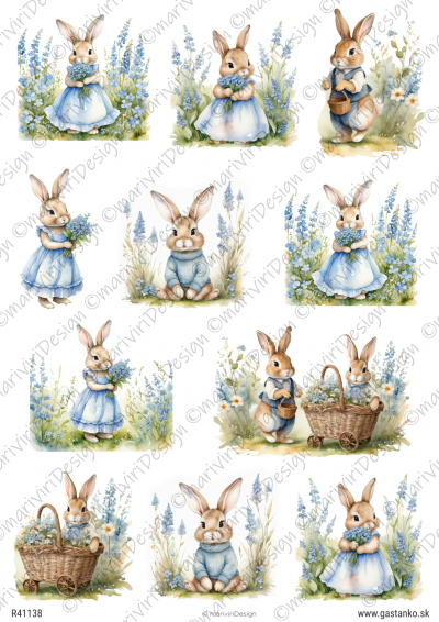 RP Vintage zajkovia - v modrom oblečku