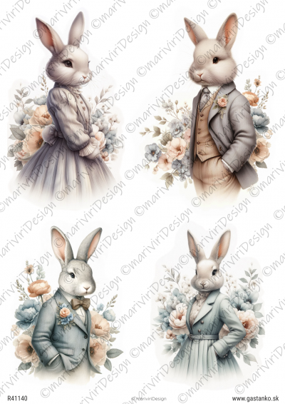 RP Vintage zajkovia - štyria elegantní