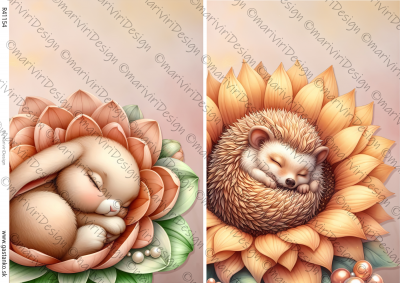 RP Jarné mláďatká - spiaci zajko a ježko