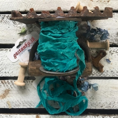 Krčená vintage stuha grécka modrá