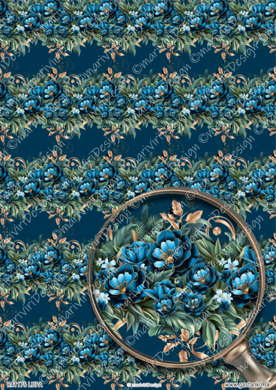 RP Pávy - kvetovaný vzor s girlandami