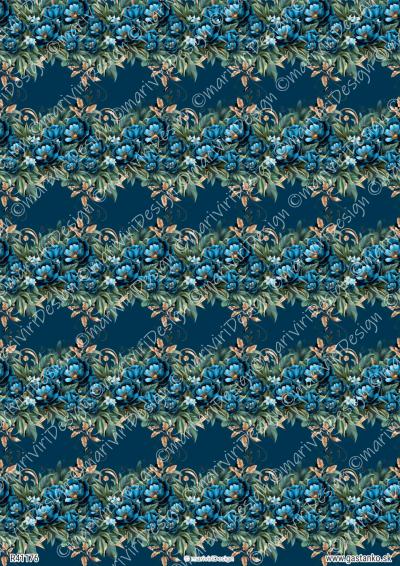 RP Pávy - kvetovaný vzor s girlandami