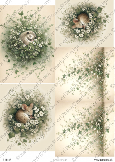 RP Zelená kolekcia - spiace myšky a ježkovia a brečtan