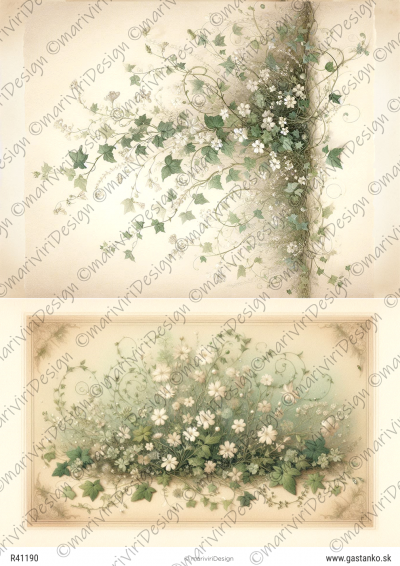 RP Zelená kolekcia - biele kvietky a brečtan