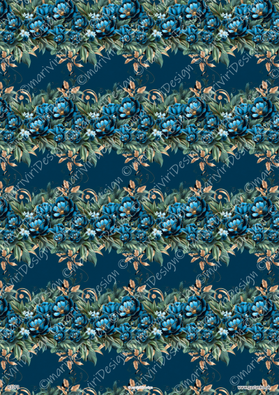 RP Pávy - kvetovaný vzor s girlandami