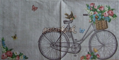 Bicykel s košíkom kvetov