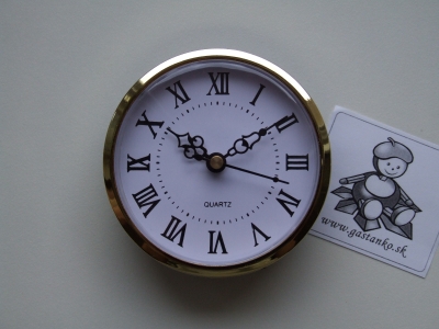 Hodinový strojček bielo-zlatý rímsky 9cm