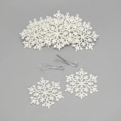 Snehová vločka trblietavá biela 12ks