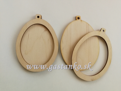 Drevené vajíčko závesné 10cm s rámčekom