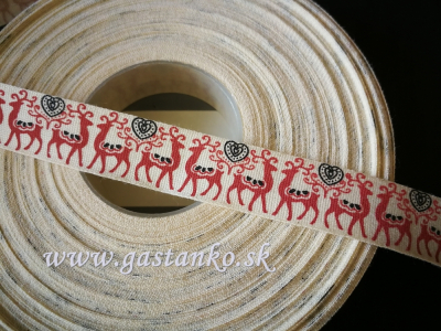 Bavlnená stuha 15mm Jelenčeky