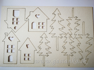 Panoráma s domčekmi a stromčekmi 7a9cm