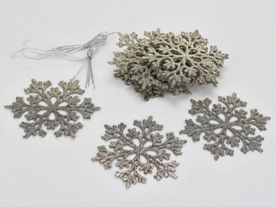 Snehová vločka trblietavá šampanská 12ks