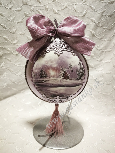 Krčená stuha s drôtikom slezová